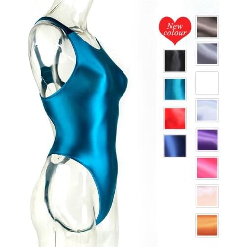 One piece swimsuit womens oily glossy high fork T-String swimsuit dead bank water day Sexy shiny swimsuit tights swimsuit