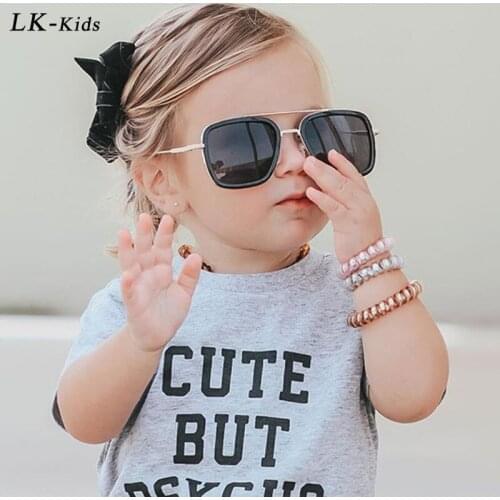 LongKeeper Tony Stark Sunglasses Kids Children Pilot Ocean Lens Goggle Fashion Cute Boys Girls Square Eyewear Oculos Masculino