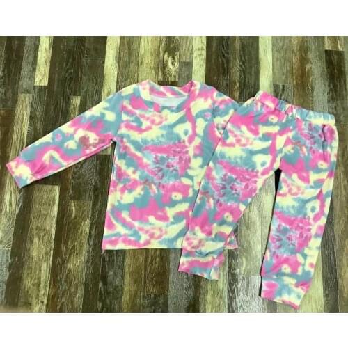 Baby children boutique color tie-dye fashion round neck pullover comfortable pajamas set