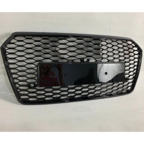 For RS7 Style Front Sport Hex Mesh Honeycomb HoodGrill Gloss Black for Audi A7/S7 2016 2017 2018 2019 CarAccessories