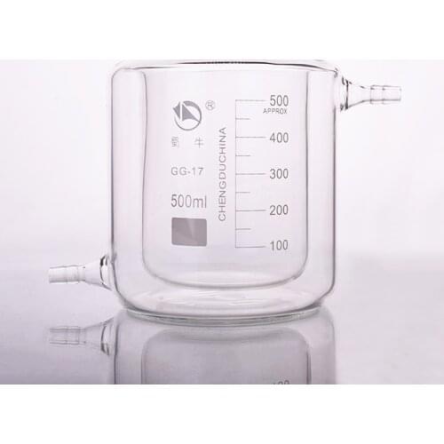 Double-deck beaker,Low form with tick marks 500ml,Double-layer cold trap with graduations,Photocatalytic reaction bottle