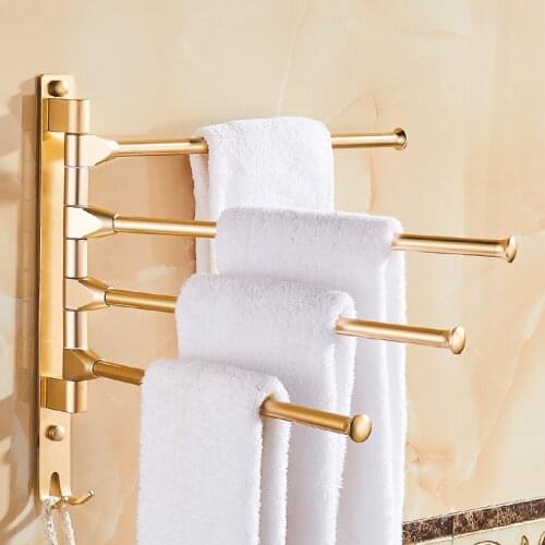 European Space Aluminium Towel Rack 4/3/2 Arms Towel Hanging with Hooks Wall Hanging Movable Towel Bars Bathroom Products