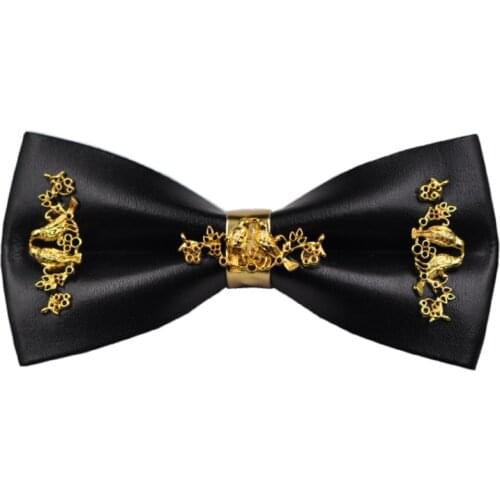 Handmade Bow Tie High-grade Mens Unisex Wedding Marry Business Banquet Casual Groom Shirt Accessories PU Leather Bowtie Gifts