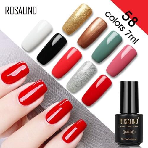 ROSALIND Nail Gel Polish Hot Sale 58 Colors Long-lasting Nails Lacquer Gel Varnishes Need Lamp Base Top Coat For Nail Art Design