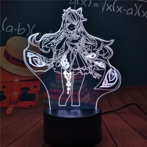 Genshin Impact Child Night Light Led Color Changing Usb Battery Powered Usb Lamp Gawr Gura Game Room Decor Unique Gift for Gamer