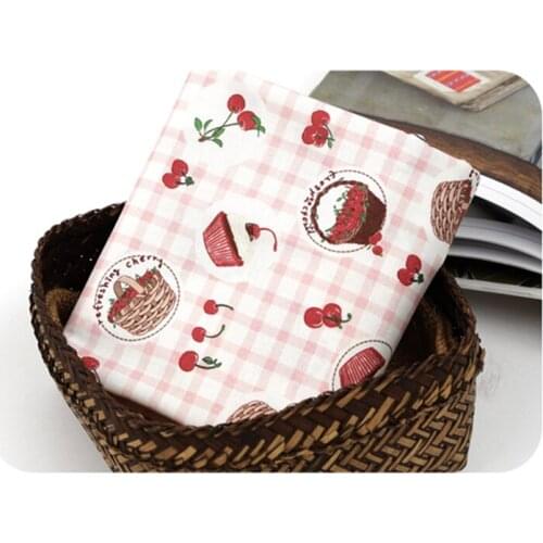 Korean style plain cotton fabric,Pastoral cherry print Hand made DIY bag clothing fabric,sewing cloth