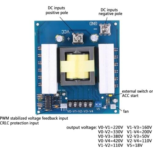 1000W DC12V/24V Inverter Module High Frequency Module Board Current Boost Step-up Car Converter DC-AC