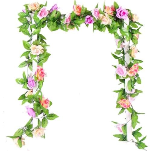 Artificial Flower Rose Wedding Party Home Decoration Flower Silk Cloth Rattan Ceiling Plastic Fake Flower String