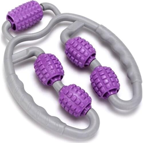 Q1FB 5 Wheel Floating Massage Roller Arm Leg Neck Muscle Roller Tissue Fitness Gym Block Yoga Pilates Sports Foam Roller