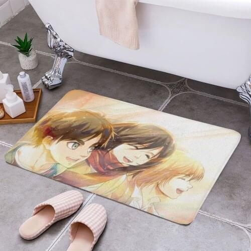 Mikasa Ackerman Eren Yeage 3D Print Doormats Rectangle Non-Slip DoorMat Bedroom Kitchen Entrance Print Door rugs Dropshipping