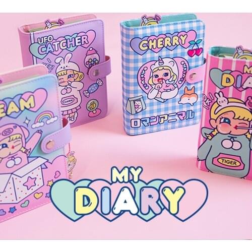 Kawaii A6 Binder Diary Notebook,Journals Korean Spiral Ring Planner Organizer Notebook,Transparent DIY Weekly Notepad Cute Note