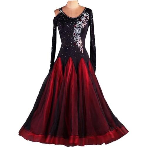 Red customize rhinestone Ballroom Dress Viennese standard ballroom plus size vestidos de danza moderna ballroom dress girl