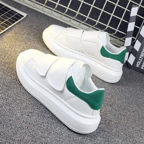 Casual large size 35-40 womens shoes spring new style all-match Velcro white shoes thick-soled inner heightening sneakers
