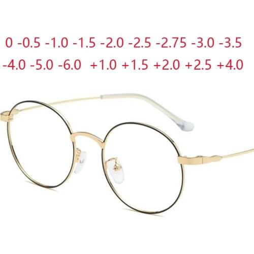 -0.5 -1.0 -1.5 -2.0...-6.0 Radiation Protection Round Eyewear Women Metal Spectacles Men Optical Glasses