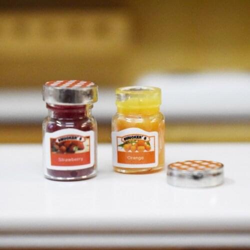 Cute Mini 2 Bottles Jam 1/12 Dollhouse Miniature Food Pretend Play Kitchen Accessories Toy
