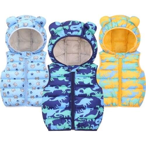 Fashion Dinosaur Boys Girls Vest Autumn Winter Cute Cartoon Keep Warm Children Coat Birthday Gift Christmas Jacket Kids Clothes