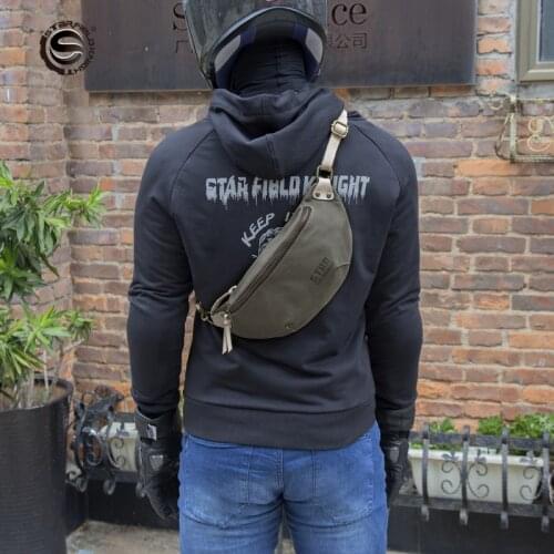 Motorcycle Riding Bag Retro Multifunctional Chest Bag Waist Bag Waterproof Cattle Hide Material Tool Bag