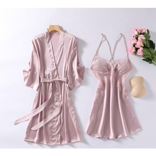 Summer New Cross Shoulder Straps Robe Set Women Nightwear Wedding Party Loungewear Satin Bride Bridesmaid Bathrobe Gown