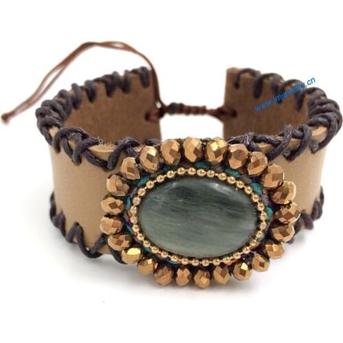 New Jewelry Suppliers leather enamel bracelet handmade weaving wrap bracelet vintage Palace bangle wide bracelet for women girl