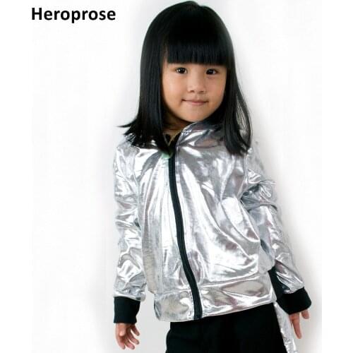 Heroprose Girls Boys Silver Ballroom Jazz Hip Hop Dance Competition Coat Kid Clothing Clothes Dancing Stage Performance Jacket