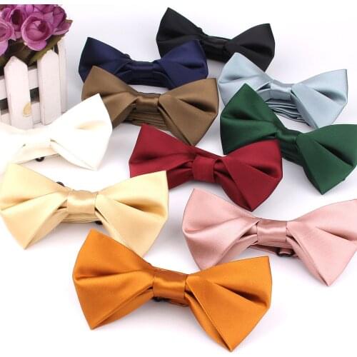 Solid Bowtie For Groom Fashion Satin Bow tie For Men Women Bowknot Adult Wedding Bow Ties Cravats Candy Color Groomsmen Bowties
