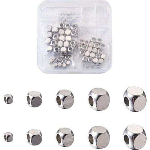 Pandahall 1 box 2-6mm 304 Stainless Steel Cube Beads Metal Loose Spacer Beads Finding Bead for Jewelry Making DIY Handmade Craft