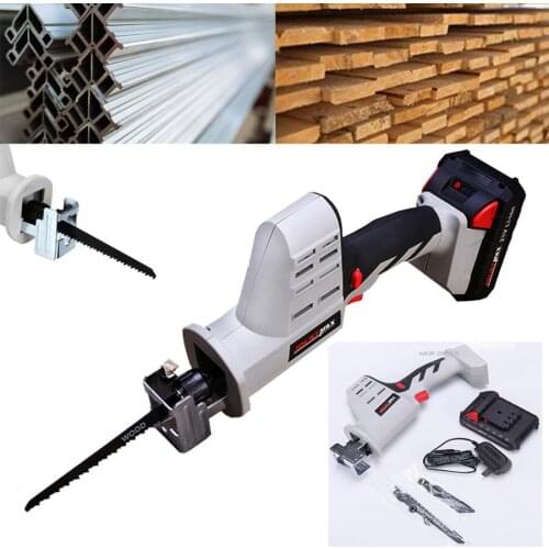 Portable 21V 1500mAh Li-Ion Battery Cordless Reciprocating Saw Electric Saber Saw Blade for Wood Metal Chain Saws Cut Power Tool