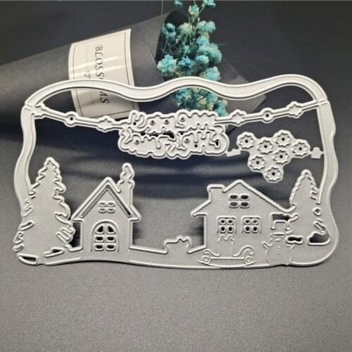 C9GA Merry Christmas House Metal Cutting Dies Stencil DIY Scrapbooking Album Paper