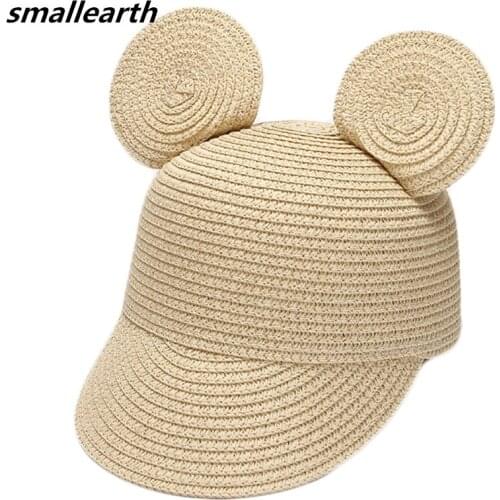 New Boys Girl Handmade Sun Hat Kids Summer Straw Hat Baby Cute Ears Sun Beach Cap Breathable Summer Children Outdoor Travel Hats
