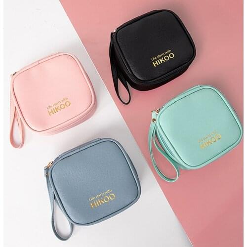 Girls Sanitary Napkin Pad Pouch PU Leather Tampon Storage Bag Portable Makeup Lipstick Key Earphone Data Cables Travel Organizer