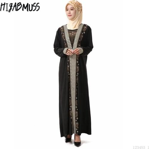 Traditional Muslim Womens Worship Clothes, Crystal Cotton Hot Rhinestone Arabian Long Robe Kaftan Moroccan Woman Kimono