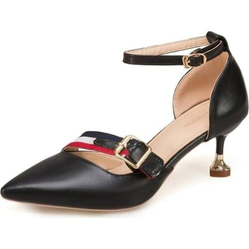 Ol Womens Shoes Version of The Fashion Pointed Shallow Mouth Buckle High Heels Sexy Word with Sandals Fine