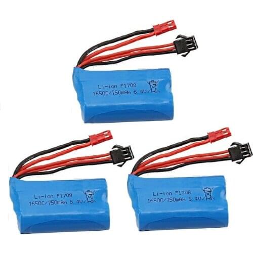 YUKALA 1-3pcs 16500 6.4v 750mah Li-ion battery/USB charger for A959-A A969-A A979-A K929-A RC truck 6.4v 750 mah