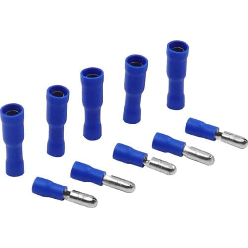 100PCS Blue Assorted Female + Male Bullet Butt Connector Insulated Crimp Wire Terminals kit for power cut or replacement parts