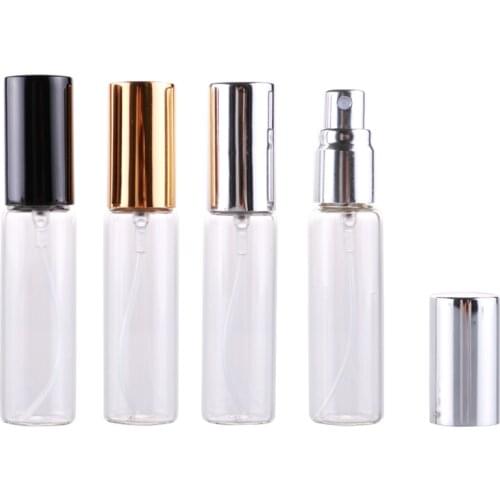 100 Pieces/Lot 10ML Portable Glass Refillable Perfume Bottle With Aluminum Atomizer Empty Parfum Case For Traveler
