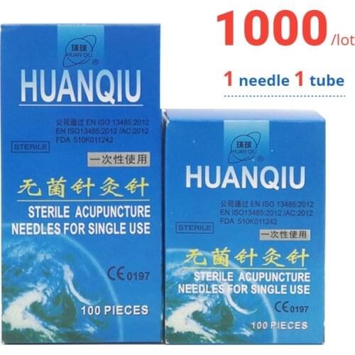 Huanqiu disposable acupuncture needle one pc one tube 100pcs/pack Acupuncture Needles edged with guide tube