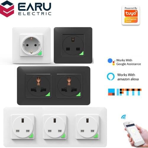16A EU UK Universal WiFi Smart Wall Power Socket Timer Switch Voice Remote Control Overcurrent Protect by Tuya Alexa Google Home