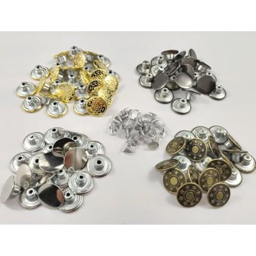 20set/lot 17MM Metal Shank Jeans Buttons with Nails Fasterners DIY Sewing Craft Rivets For Jackets/Jeans Handbags Leather Cloths