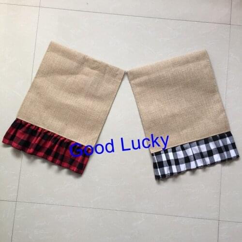 200pcs/lot Wholesale Most Popular 2 Colors In Stock Personalized Plaid Ruffle Burlap Garden Flag