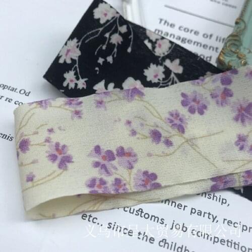 5 yards/lot Floral Printed Chiffon Ribbon for DIY Craft Hair Bowknot Accessories Gift Bouquet Packaing Dress Trims