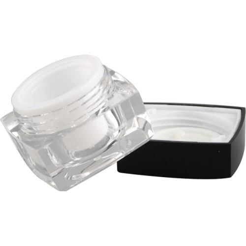 50PCS 5ML/5g 0.17oz cosmetic jar container lined with black screw cap and empty transparent acrylic cream lotion