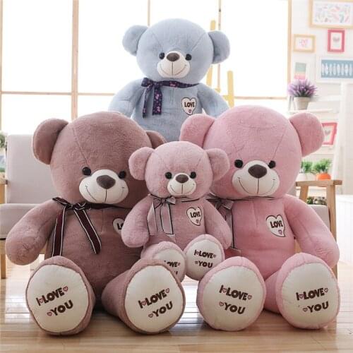 70/90 cm Big Size Soft I Love U Smiling Bear Plush Toys Stuffed Plush Animals Soft Bear Toy For Valentines Day