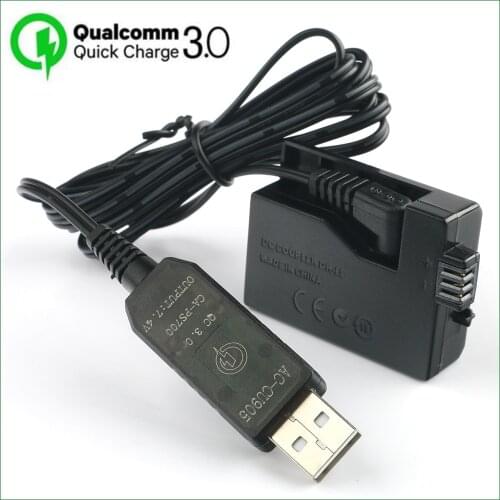 QC3.0 USB TO LP E5 LPE5 Dummy Battery ACK-E5 DR-E5 DC Coupler for Canon EOS 450D 500D 1000D 2000D Kiss F X2 X3 Rebel XSi XS T1i