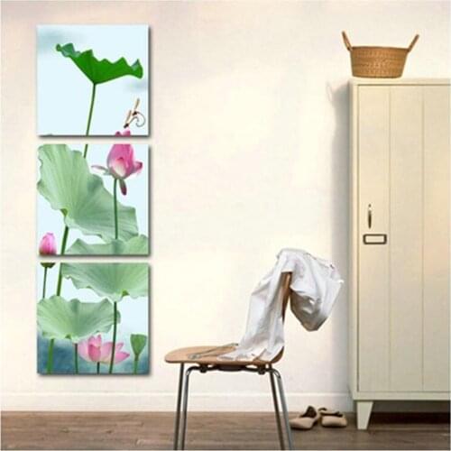 Unframed 3 pieces vivid lotus flower wall art picture print canvas oil painting home decal living room wall art pictures