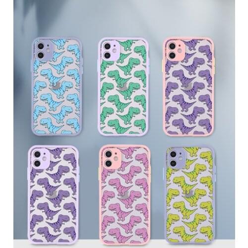 Cute Dinosaur Baby Camera Protection Bumper Phone Cases For iPhone 11 Pro Max XR XS Max X 8 7Plus Matte Shockproof Back Cover