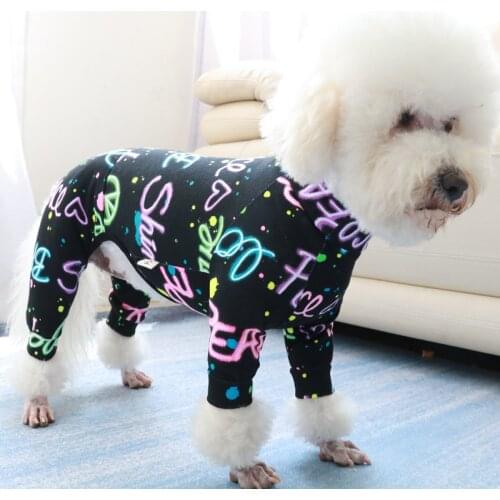 Letter Print Black Jumpsuits Puppy Dogs Clothes Spring Soft Cotton Dogs Hoodies Jumpsuit Pet Dog Sport Clothing Chihuahua Poodle