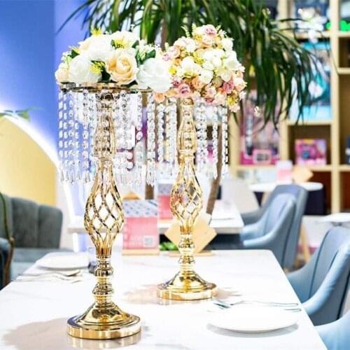 Decorative Shelves Flower Vase Floor Vases Flower Stand Crystal Road Lead Wedding Centerpiece Flower Rack For Event Party qq359