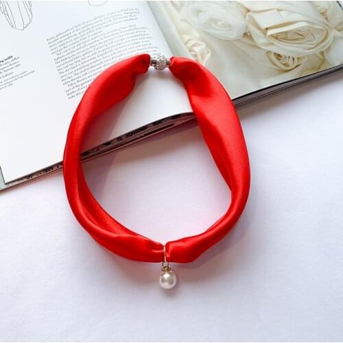 Floral Print Long silk Female Decoration Pointed Korea Decorative Small Scarf Tied Bag Scarf Hair Band Wild