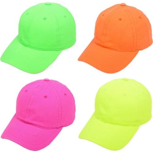 Unisex Fluorescent Neon Baseball Cap Bright Solid Color Outdoor Sunscreen Hat F3MF