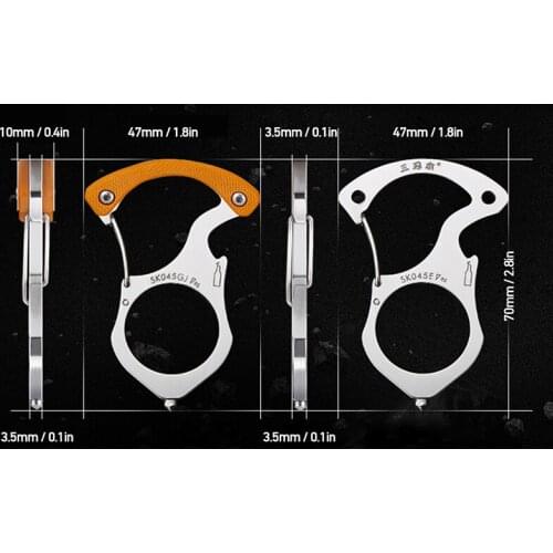 Stainless Steel Outdoor Multi-tool Key Chain Ring Camping Survival Tool Carabiner Glass Breaker Outdoor Survive EDC Key Ring